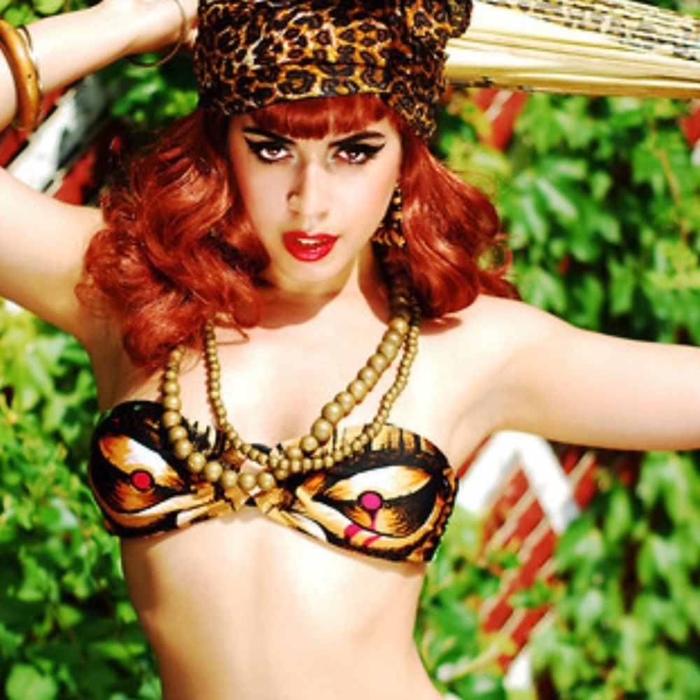Rare Iron Fist Tiki Bandeau Bikini Top Size Large
